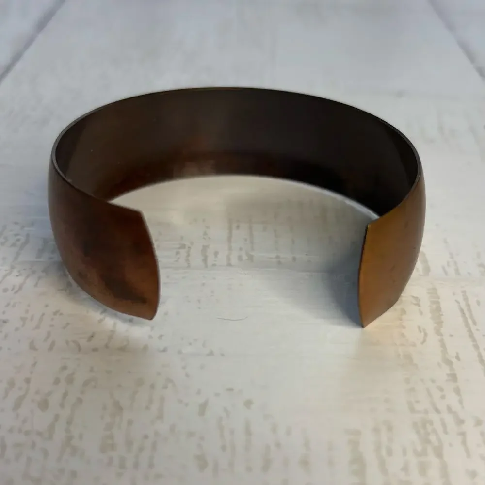 Vintage Copper Cuff Bracelet Double Heart Artisan